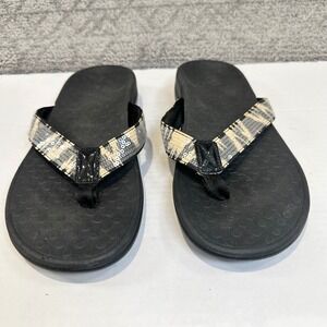 Vionic Women's Flip Flop‎ Sandals Black Plaid Sequins Comfort Size 8
